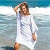 ASITA SAHABI white viscose kaftan dress with lace embroidery