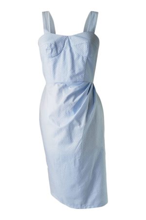 ASITA SAHABI light blue cotton bustier dress with polkadots