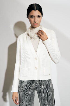 CINZIA CALDI ivory knit cardigan with sequins