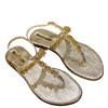 Goldene Capri-Ledersandalen mit Swarovski-Steinen VITTORIA