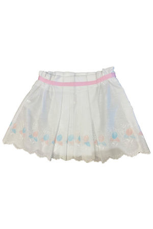 white cotton skirt for girls with pink and blue flowers LOLA