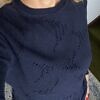 CINZIACALDI | marine blue thick sweater with round yarn pellets in a soft merino blend