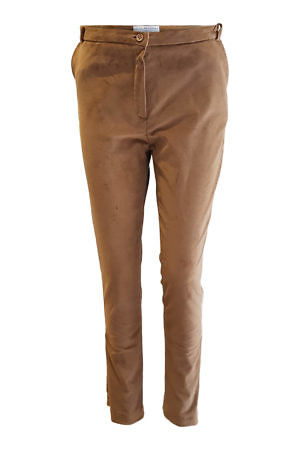 cigarette pants in beige cotton velvet