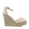 Light beige sued leather wedge espadrilles with multicolored heels SPIGA ANTE CREME