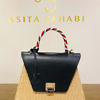 Jadise Sicilia | big black and red colored joyful bag in leather and raffia SABRINA