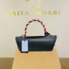 JADISE Sicily | big black and red colored joyful bag in leather and raffia SABRINA