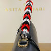 Jadise Sicilia | big black and red colored joyful bag in leather and raffia SABRINA