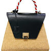 Jadise Sicilia | big black and red colored joyful bag in leather and raffia SABRINA