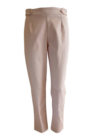 7/8 cigarette pants in salmon pink colored piquée cotton stretch VIVIENNE