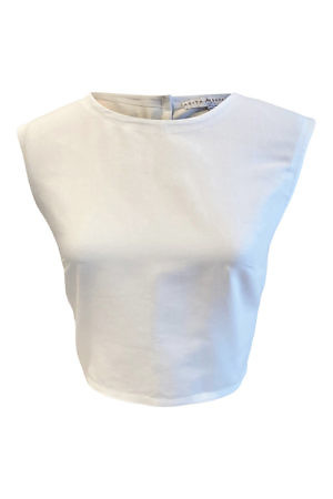 crop top with cutout at the back in white cotton GINEVRA