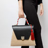 Jadise Sicilia | big black and red colored joyful bag in leather and raffia SABRINA