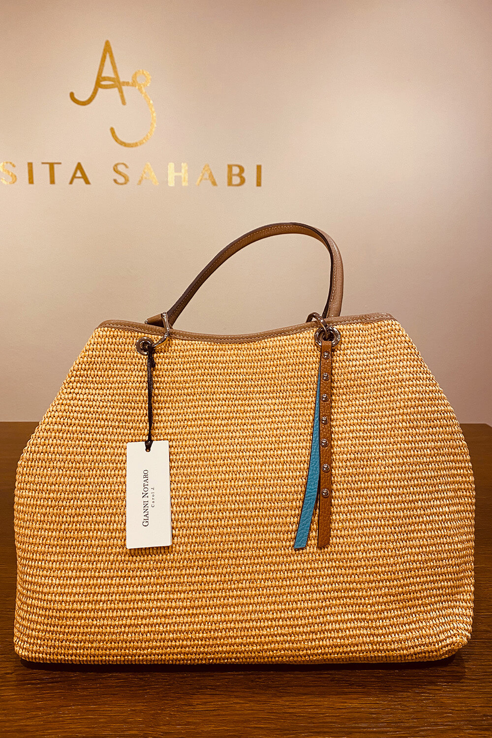 GIANNI NOTARO | big shopping bag in raffia and leather | ASITA