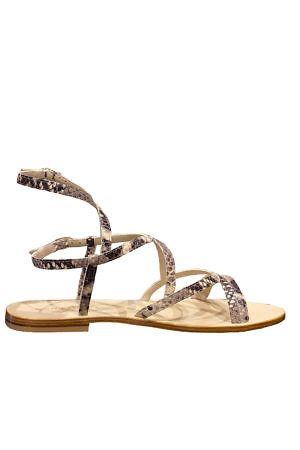 flat EDDICUOMO gladiator sandals in python printed leather