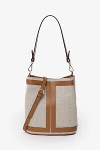 GIANNI NOTARO | medium sized brown leather and linen bag