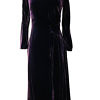 midi dress in violet silk velvet LOREN | violet cocktail dress