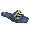 Giovanna Grazzini flat sandal in dark blue with a golden chain | blue flat mules