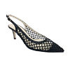 GIOVANNA GRAZZINI slingback sandals in black mesh and leather with 5 cm penny heels