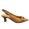 cognac colored MODA DI FAUSTO slingback pumps in suede leather with golden charms