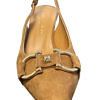 cognac colored MODA DI FAUSTO slingback pumps in suede leather with golden charms