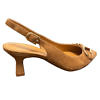 cognac colored MODA DI FAUSTO slingback pumps in suede leather with golden charms