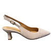 nude colored MODA DI FAUSTO slingback pumps in suede leather with chain pattern detail