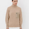 CAPPELLINI by PESERICO | beige turtleneck sweater with a patch pocket