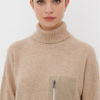 CAPPELLINI by PESERICO | beige turtleneck sweater with a patch pocket