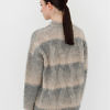 CAPPELLINI by PESERICO | grey and beige striped cable knit sweater in a cashmere alpaca & fine merino blend with golden metallic yarn