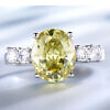 solid 925 silver created apple green oval zircon ring