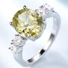 solid 925 silver created apple green oval zircon ring