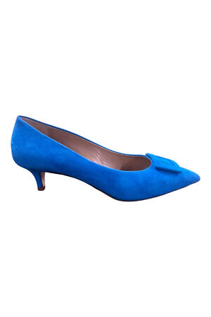 GIOVANNA GRAZZINI Azur blue suede leather pumps with buckle CICLADI