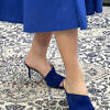 GIOVANNA GRAZZINI royal blue suede leather mules with pleated details SERENATA