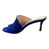 GIOVANNA GRAZZINI royal blue suede leather mules with pleated details SERENATA