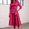 MARIANNA DÉRI | fuchsia pink shirt dress in midi length with tie belt