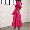 MARIANNA DÉRI | fuchsia pink shirt dress in midi length with tie belt