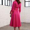 MARIANNA DÉRI | fuchsia pink shirt dress in midi length with tie belt