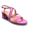 GIOVANNA GRAZZINI geranium pink suede leather strap sandals with 70mm block heel GERANIO