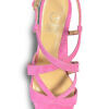 GIOVANNA GRAZZINI geranium pink suede leather strap sandals with 70mm block heel GERANIO