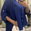 BLITZ POSITANO | over shaped blouse SANDRA in royal blue linen fabric