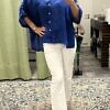 BLITZ POSITANO | over shaped blouse SANDRA in royal blue linen fabric