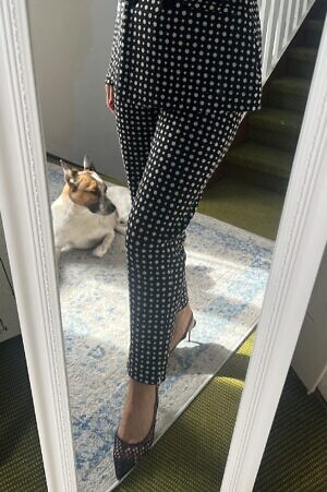 THE ABITO Milano | classic cigarette pants in black and white polka dot printed jacquard