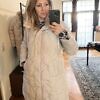 FUNK hooded light beige puffer parka with fake fur lining