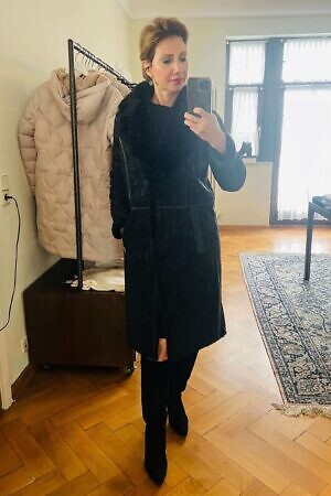 FUNK black fake shearling and nappa coat