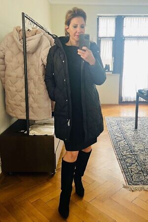 FUNK hooded black puffer parka with fake fur lining