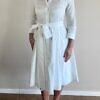 RALUCA MIHALCEANU white shirt dress in midi length with tie belt