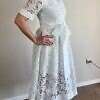 RALUCA MIHALCEANU white midi shirtwaist dress in burnout lace fabric