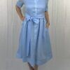 RALUCA MIHALCEANU light blue shirt maxi dress made of Italian ramie with tie belt and underdress